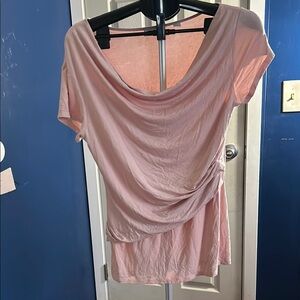 Relaxed Asymmetrical Pink Short Sleeve Blouse